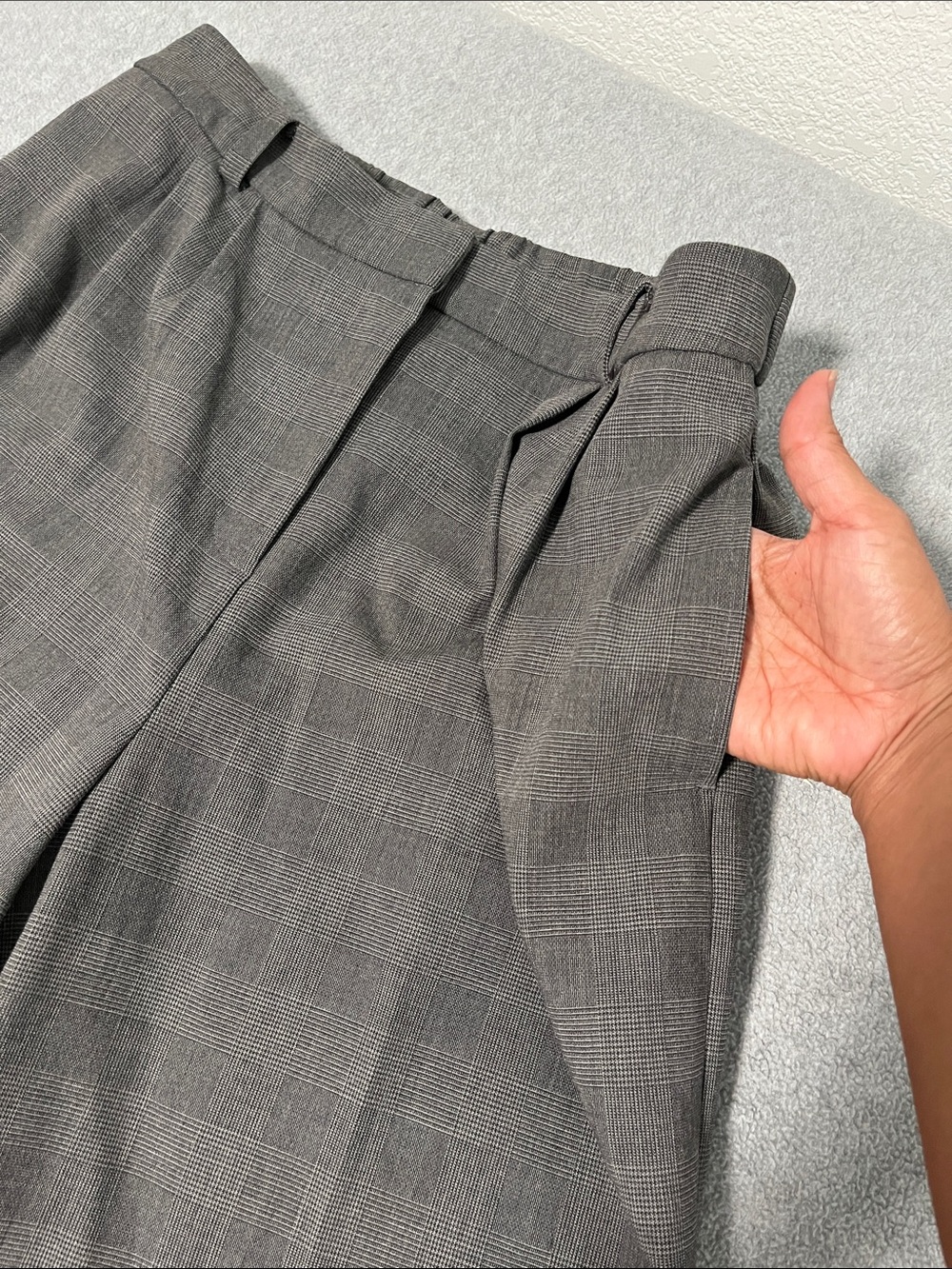 Open Edit Wide Leg Trouser Pants Size 12 Pleated Plaid High Rise Office Career - Picture 9 of 11